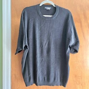 Anthology Mens Large Silk Charcoal Short-Sleeve Sweater